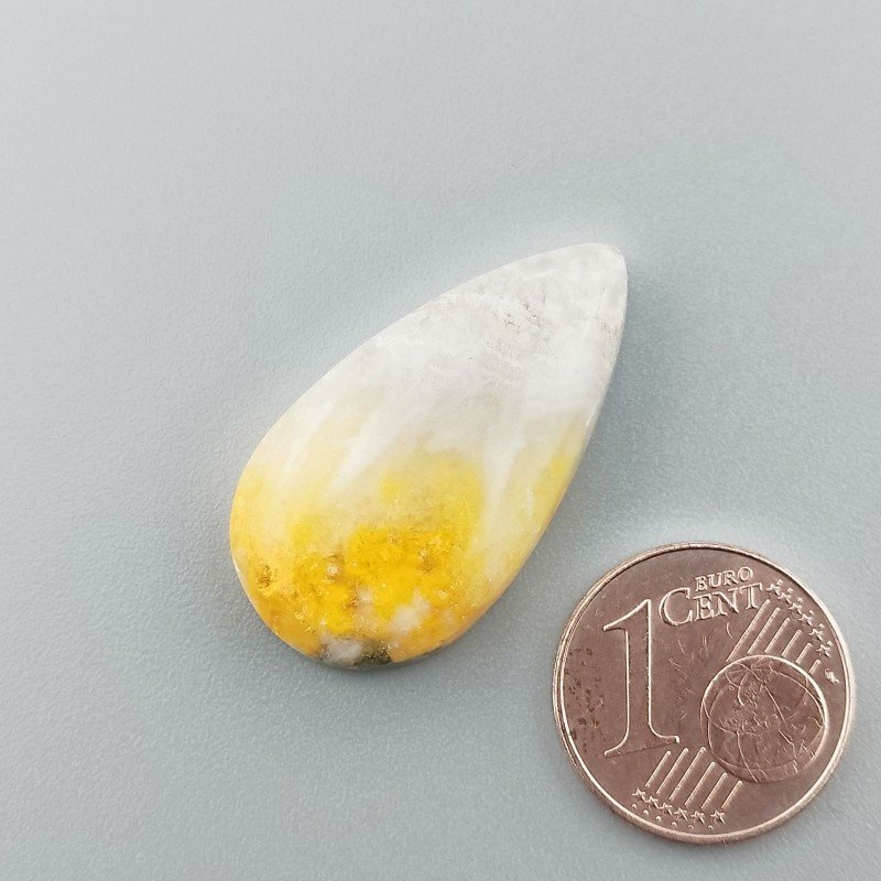 Diaspro Bumble Bee Naturale Forma Goccia Piatto Cabochon Liscio Fatto a Mano 28X15mm 4.30gm 1pz
