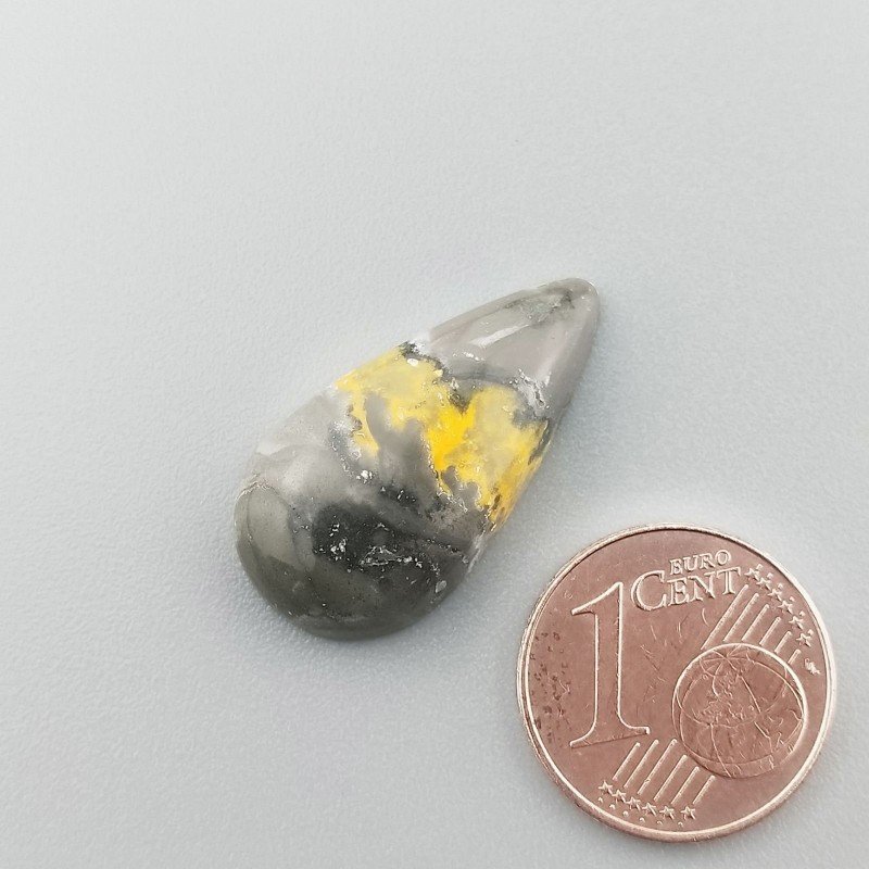 Diaspro Bumble Bee Naturale Forma Goccia Piatto Cabochon Liscio Fatto a Mano 24X12mm 2,27gm 1pz