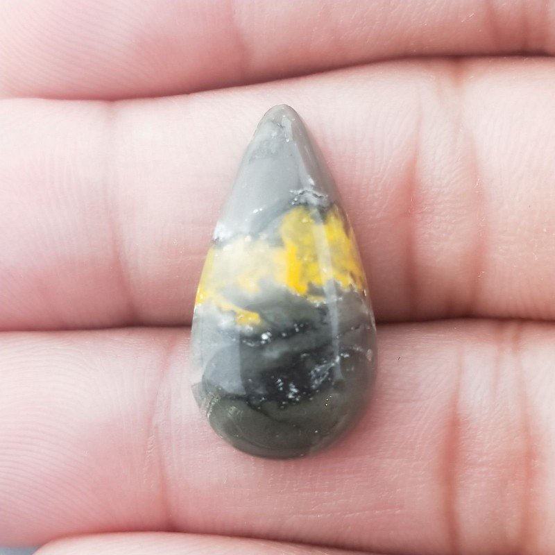 Diaspro Bumble Bee Naturale Forma Goccia Piatto Cabochon Liscio Fatto a Mano 24X12mm 2,27gm 1pz