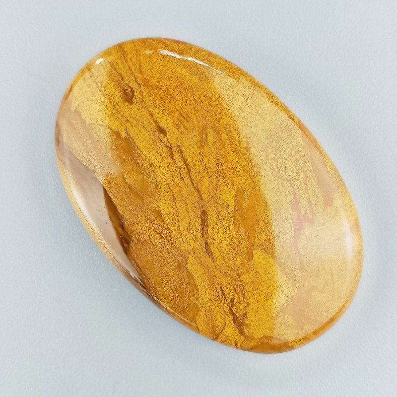 Diaspro Giallo Naturale Forma Ovale Piatto Cabochon Liscio Fatto a Mano 44X29mm 16,75gm 1pz