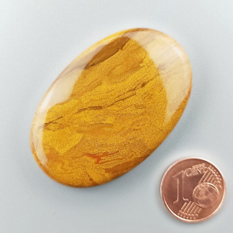 Diaspro Giallo Naturale Forma Ovale Piatto Cabochon Liscio Fatto a Mano 44X29mm 16,75gm 1pz
