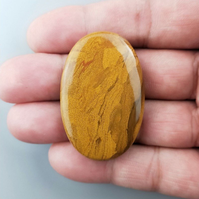 Diaspro Giallo Naturale Forma Ovale Piatto Cabochon Liscio Fatto a Mano 44X29mm 16,75gm 1pz