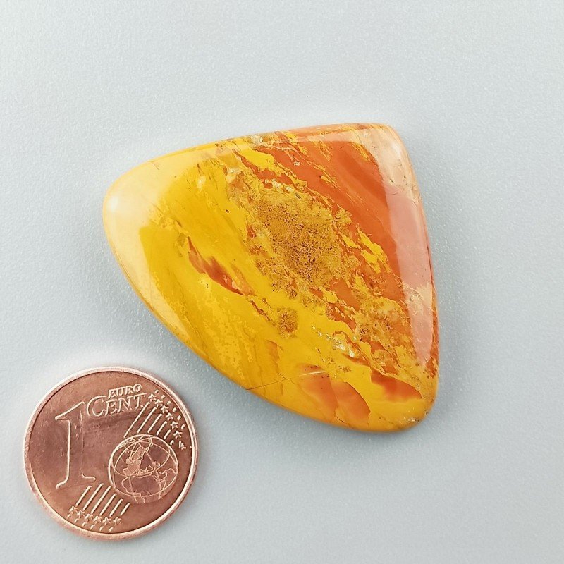 Cabochon di Diaspro Giallo Naturale Cuore, Piatto e Liscio, 35x27 mm, 7,25 g, Fatto a Mano
