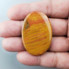 Diaspro Giallo Naturale Forma Ovale Piatto Cabochon Liscio Fatto a Mano 43X30X4mm 9,00gm 1pz