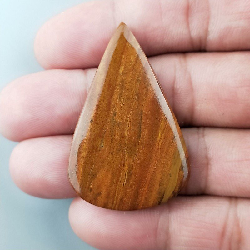 Diaspro Giallo Naturale Forma Goccia Piatto Cabochon Liscio Fatto a Mano 45X29X4mm 7,55gm 1pz