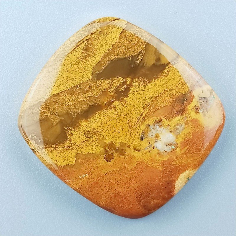 Diaspro Giallo Forma Rettangolare Piatto Cabochon Liscio Fatto a Mano 30X28mm 7,80gm 1pz