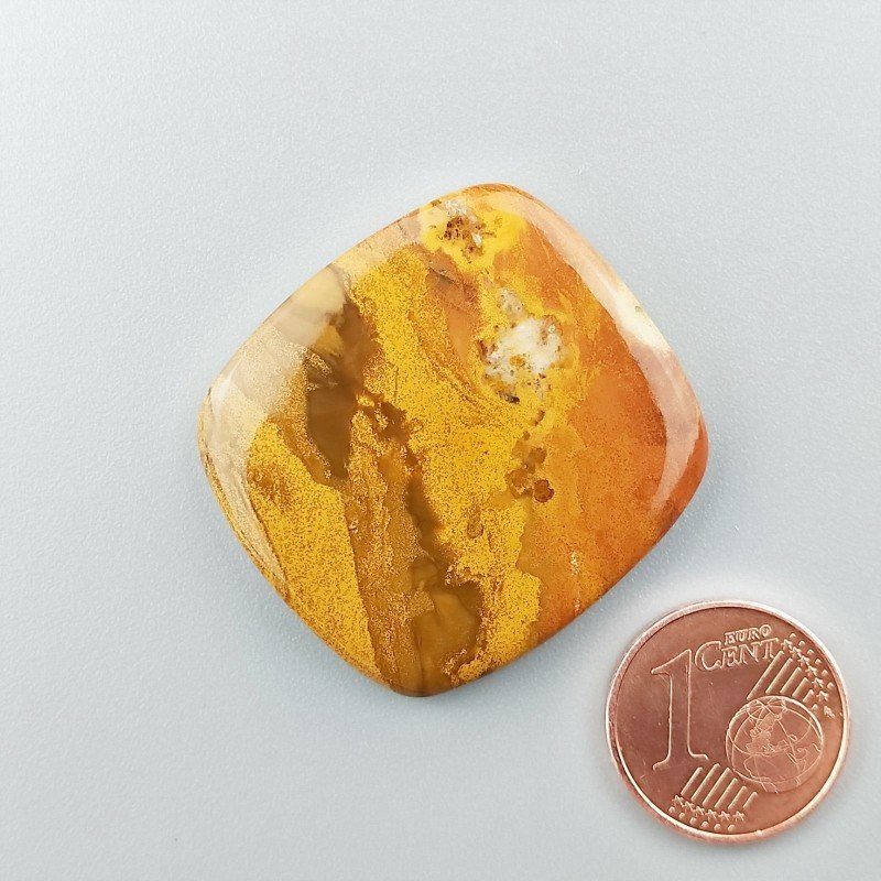 Cabochon di Diaspro Giallo Rettangolare, Piatto e Liscio, 30x28 mm, 7,80 g, Fatto a Mano