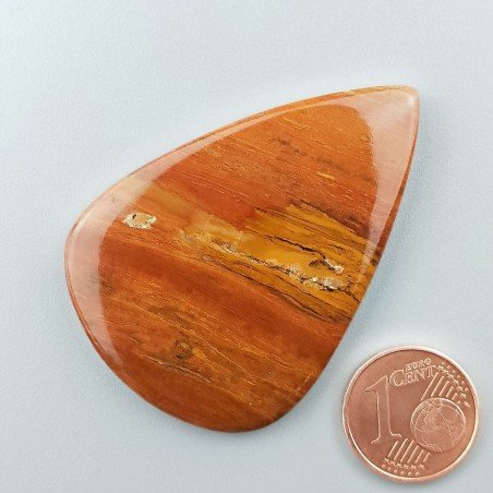 Diaspro Giallo Naturale Forma Goccia Piatto Cabochon Liscio Fatto a Mano 49X34X5mm 12,65gm 1pz