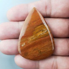 Diaspro Giallo Naturale Forma Goccia Piatto Cabochon Liscio Fatto a Mano 49X34X5mm 12,65gm 1pz