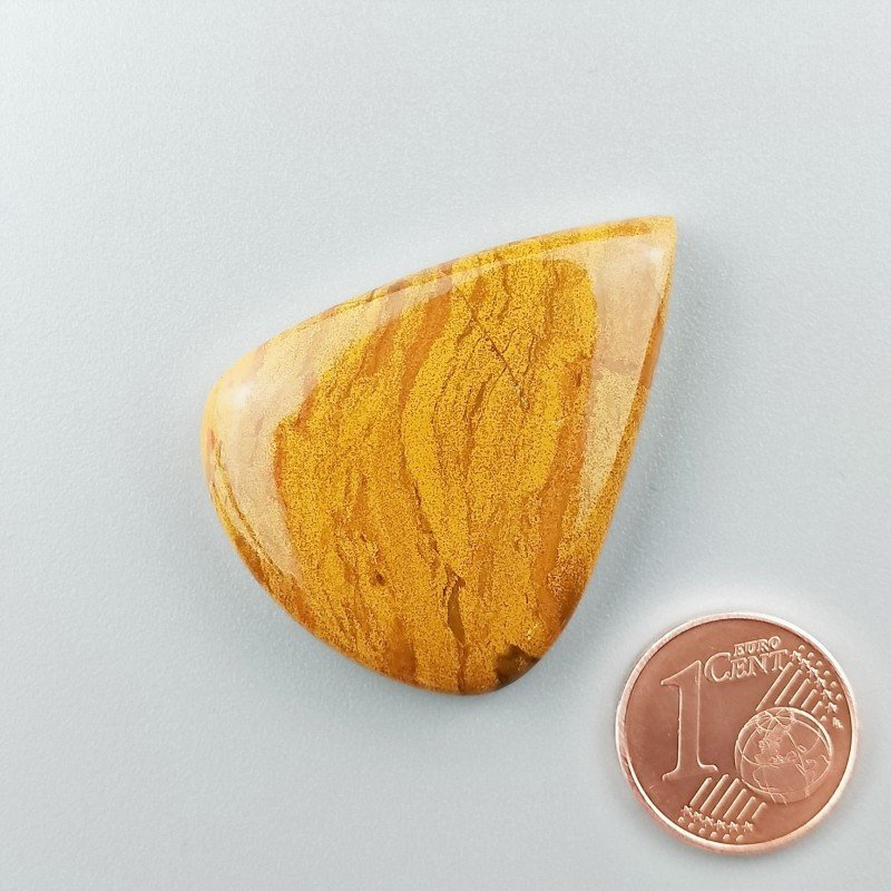 Cabochon di Diaspro Giallo Naturale Goccia, Piatto e Liscio, 37x28 mm, 10,10 g, Fatto a Mano