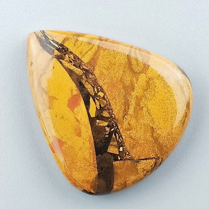 Diaspro Giallo Naturale Forma Goccia Piatto Cabochon Liscio Fatto a Mano 33X28X6mm 9,35gm 1pz