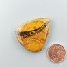 Diaspro Giallo Naturale Forma Goccia Piatto Cabochon Liscio Fatto a Mano 33X28X6mm 9,35gm 1pz