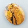 Diaspro Giallo Naturale Forma Ovale Piatto Cabochon Liscio Fatto a Mano 34X28X6mm 10,80gm 1pz
