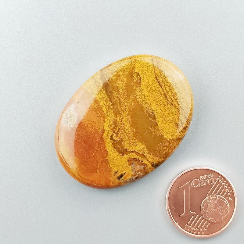 Cabochon di Diaspro Giallo Naturale Ovale, Piatto e Liscio, 34x25x5 mm, 8,50 g, Fatto a Mano