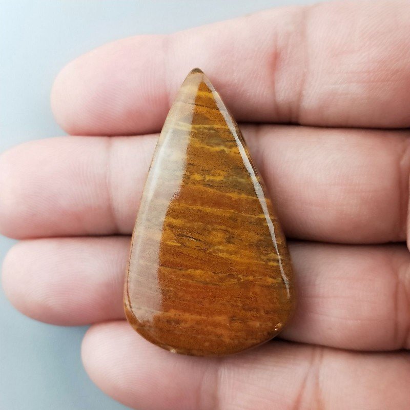 Diaspro Giallo Naturale Forma Goccia Piatto Cabochon Liscio Fatto a Mano 45X27X6mm 11,90gm 1pz
