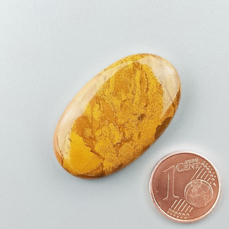 Cabochon di Diaspro Giallo Naturale Ovale, Piatto e Liscio, 34x20x6 mm, 7,40 g, Fatto a Mano