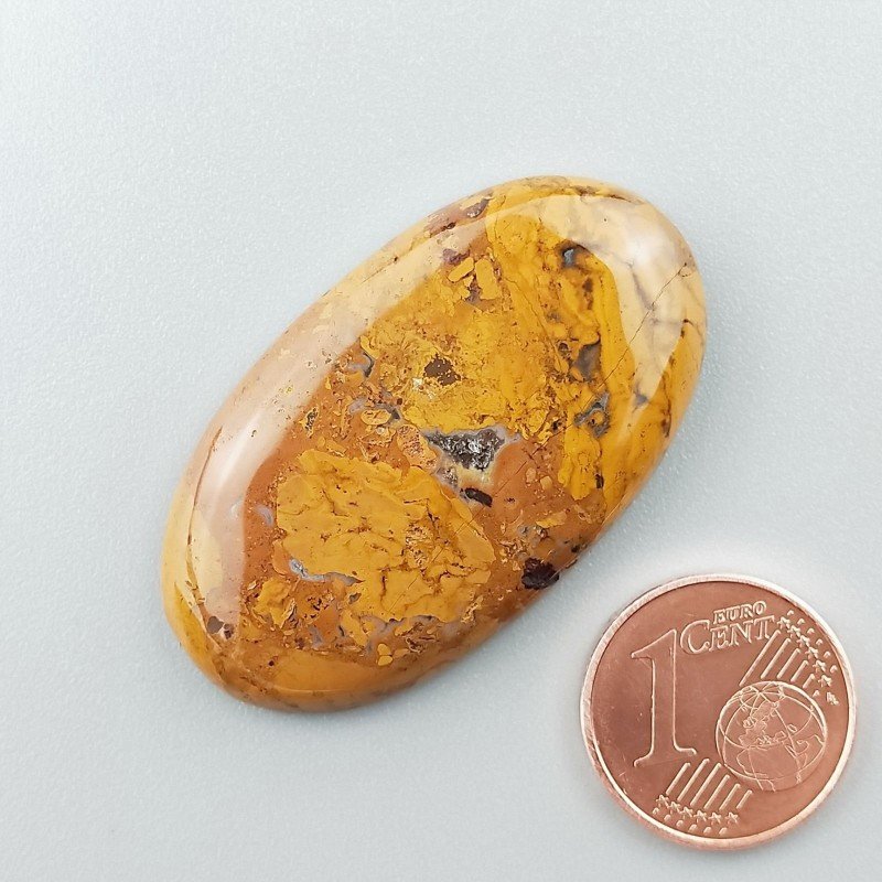 Diaspro Giallo Naturale Forma Ovale Piatto Cabochon Liscio Fatto a Mano 38X22X5mm 8,70gm 1pz