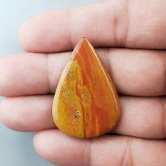 Diaspro Giallo Naturale Forma Goccia Piatto Cabochon Liscio Fatto a Mano 39X26X4mm 5,70gm 1pz