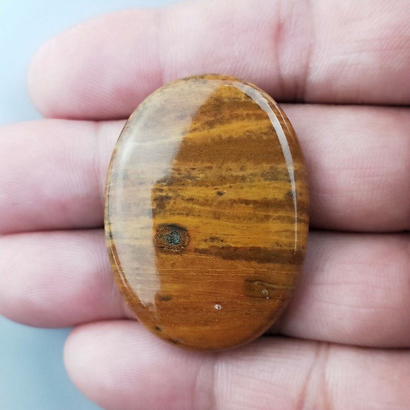 Diaspro Giallo Naturale Forma Ovale Piatto Cabochon Liscio Fatto a Mano 39X29mm 12,50gm 1pz