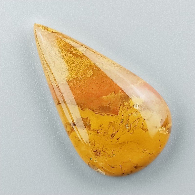 Diaspro Giallo Naturale Forma Goccia Piatto Cabochon Liscio Fatto a Mano 36X20mm 7,50gm 1pz