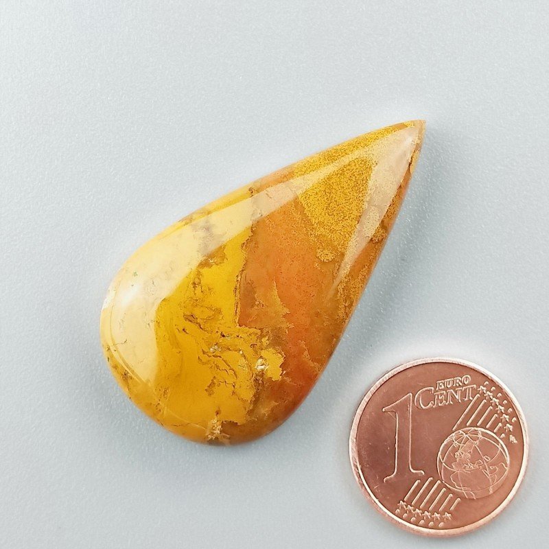 Cabochon di Diaspro Giallo Naturale Goccia, Piatto e Liscio, 36x20 mm, 7,50 g, Fatto a Mano