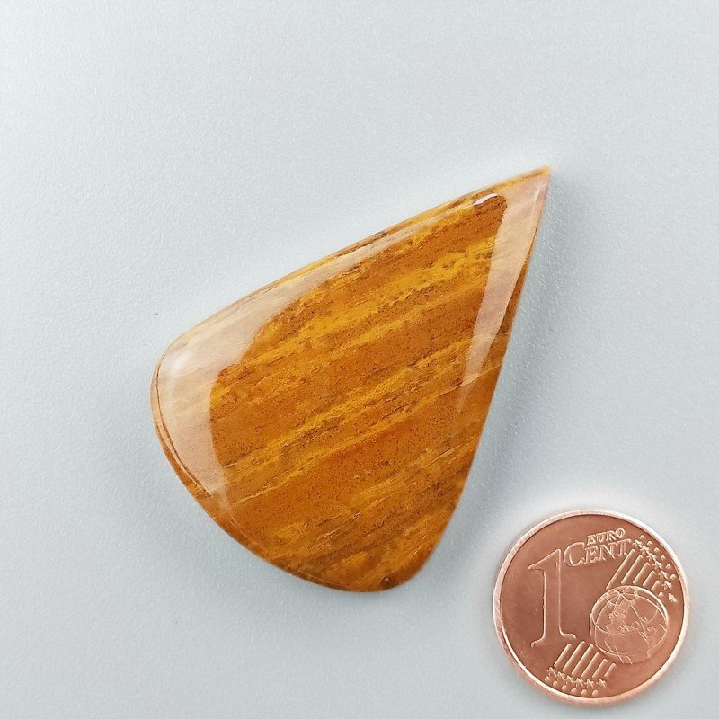 Cabochon di Diaspro Giallo Naturale Goccia, Piatto e Liscio, 39x28 mm, 9,95 g, Fatto a Mano