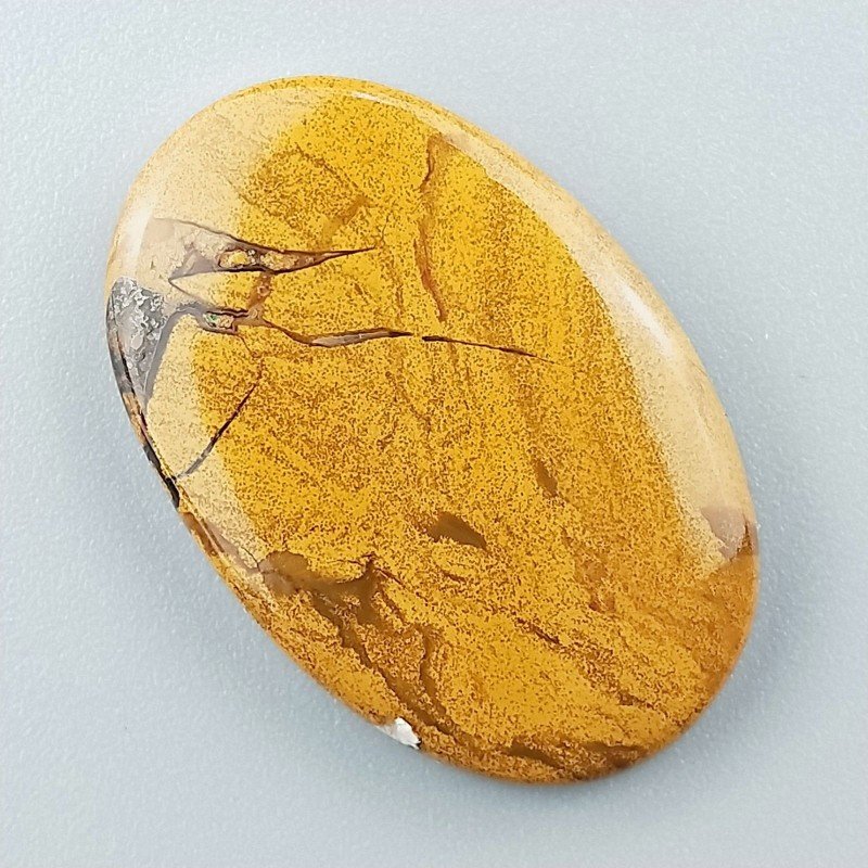 Diaspro Giallo Naturale Forma Ovale Piatto Cabochon Liscio Fatto a Mano 34X22X4mm 6,30gm 1pz
