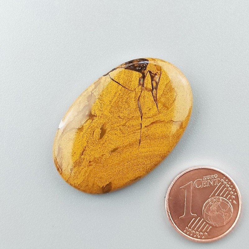 Cabochon di Diaspro Giallo Naturale Ovale, Piatto e Liscio, 34x22x4 mm, 6,30 g, Fatto a Mano