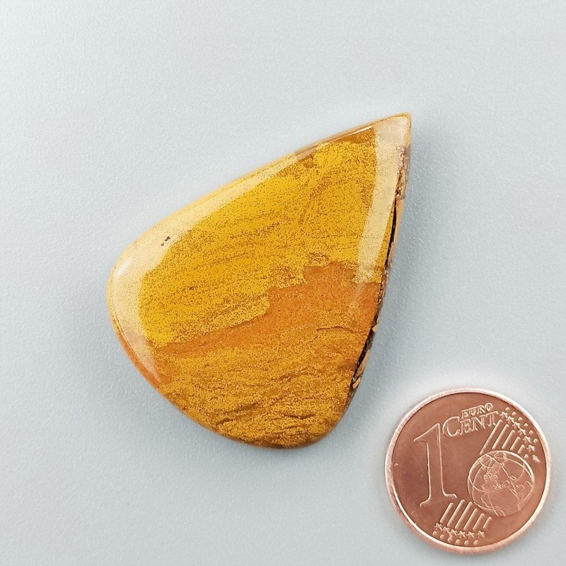 Diaspro Giallo Naturale Forma Goccia Piatto Cabochon Liscio Fatto a Mano 36X27X6mm 8,10gm 1pz