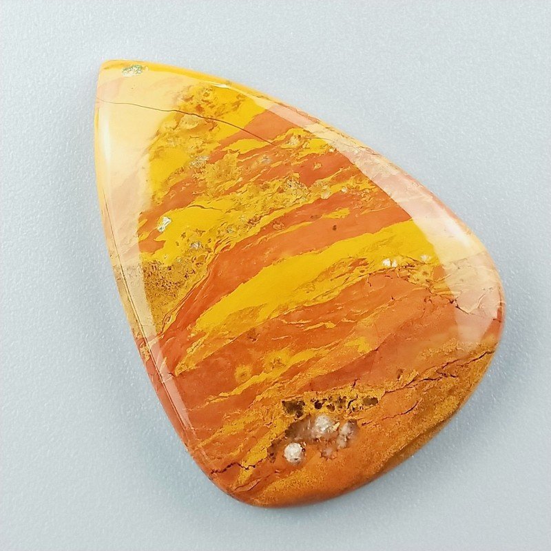 Diaspro Giallo Naturale Forma Goccia Piatto Cabochon Liscio Fatto a Mano 39X28mm 8,65gm 1pz