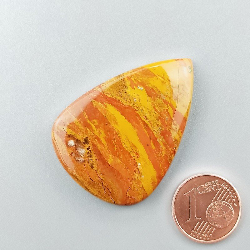 Cabochon di Diaspro Giallo Naturale Goccia, Piatto e Liscio, 39x28 mm, 8,65 g, Fatto a Mano