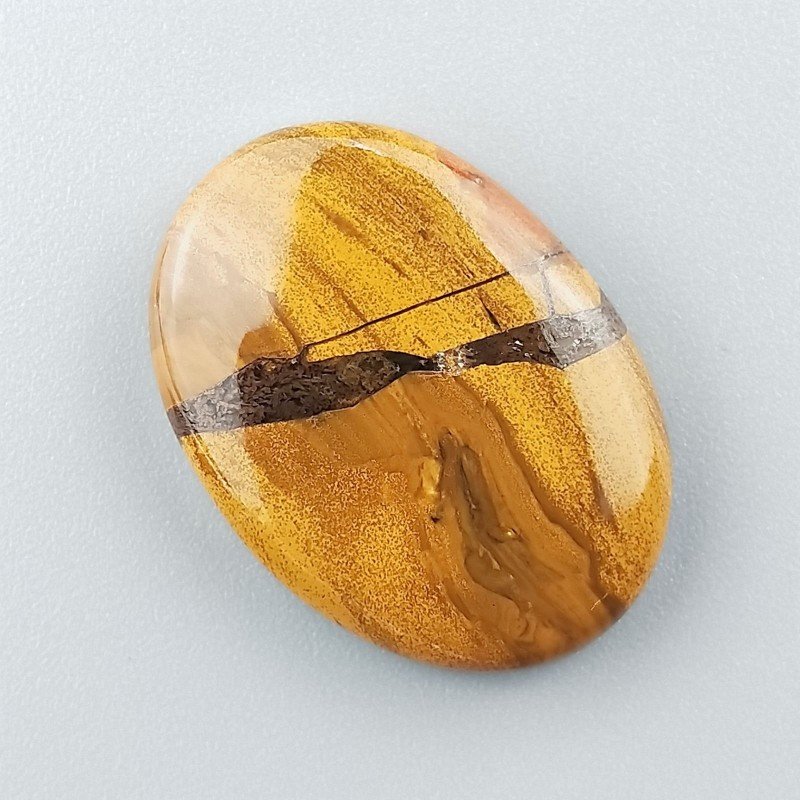 Diaspro Giallo Naturale Forma Ovale Piatto Cabochon Liscio Fatto a Mano 29X21X6mm 6,60gm 1pz