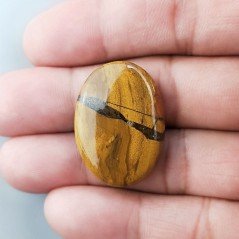 Diaspro Giallo Naturale Forma Ovale Piatto Cabochon Liscio Fatto a Mano 29X21X6mm 6,60gm 1pz