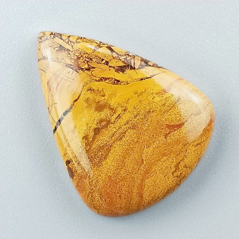 Diaspro Giallo Naturale Forma Goccia Piatto Cabochon Liscio Fatto a Mano 30X24X6mm 6,30gm 1pz