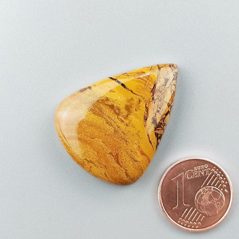 Diaspro Giallo Naturale Forma Goccia Piatto Cabochon Liscio Fatto a Mano 30X24X6mm 6,30gm 1pz