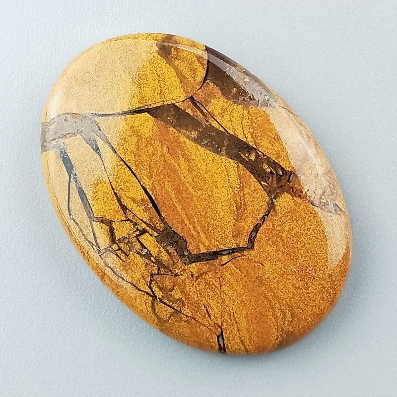 Diaspro Giallo Naturale Forma Ovale Piatto Cabochon Liscio Fatto a Mano 35X25X4mm 7,35gm 1pz