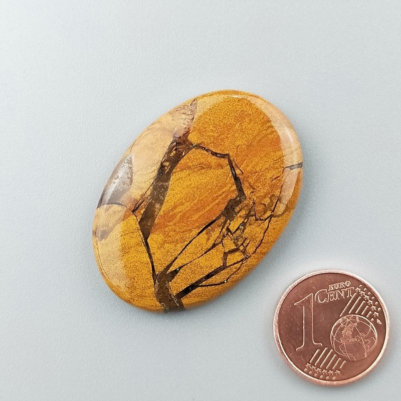 Diaspro Giallo Naturale Forma Ovale Piatto Cabochon Liscio Fatto a Mano 35X25X4mm 7,35gm 1pz