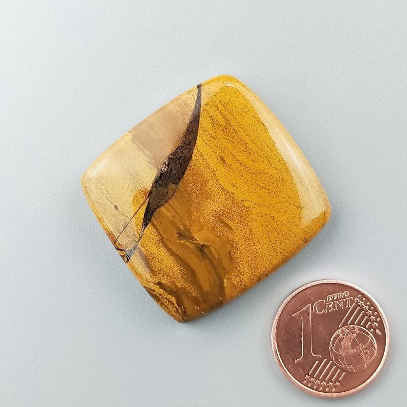 Cabochon di Diaspro Giallo Rettangolare, Piatto e Liscio, 29x28 mm, 9,95 g, Fatto a Mano