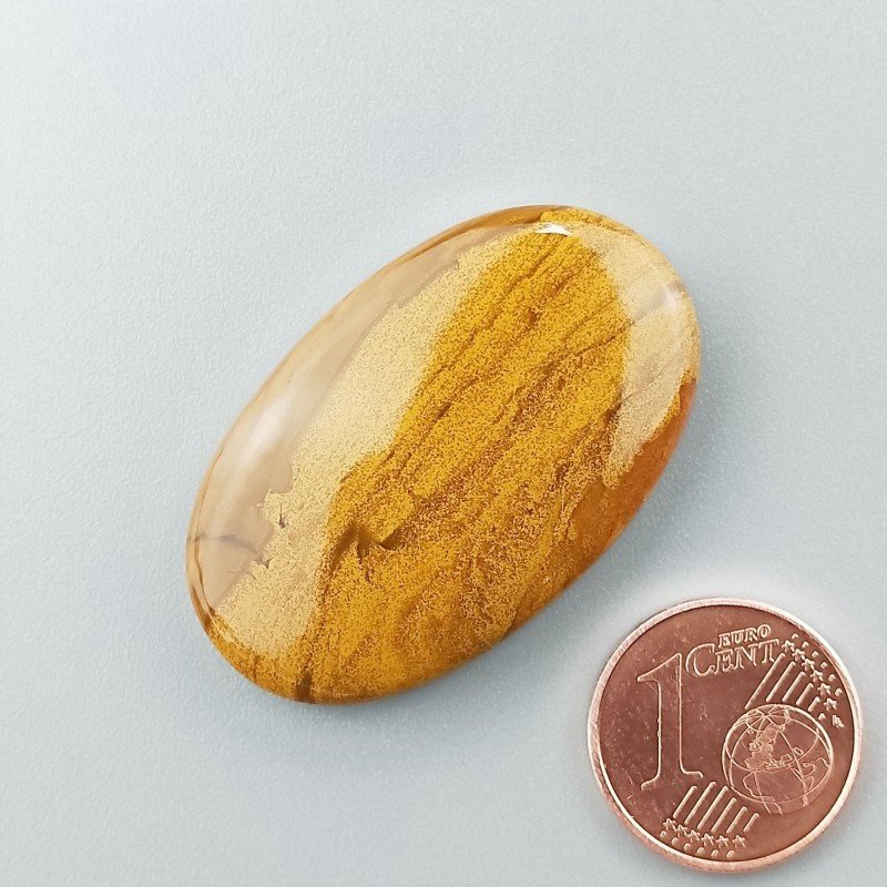 Diaspro Giallo Naturale Forma Ovale Piatto Cabochon Liscio Fatto a Mano 35X22X6mm 8,20gm 1pz