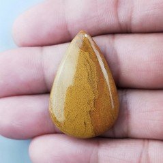 Diaspro Giallo Naturale Forma Goccia Piatto Cabochon Liscio Fatto a Mano 35X23X5mm 6,85gm 1pz