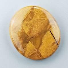 Diaspro Giallo Naturale Forma Ovale Piatto Cabochon Liscio Fatto a Mano 25X29X6mm 8,10gm 1pz