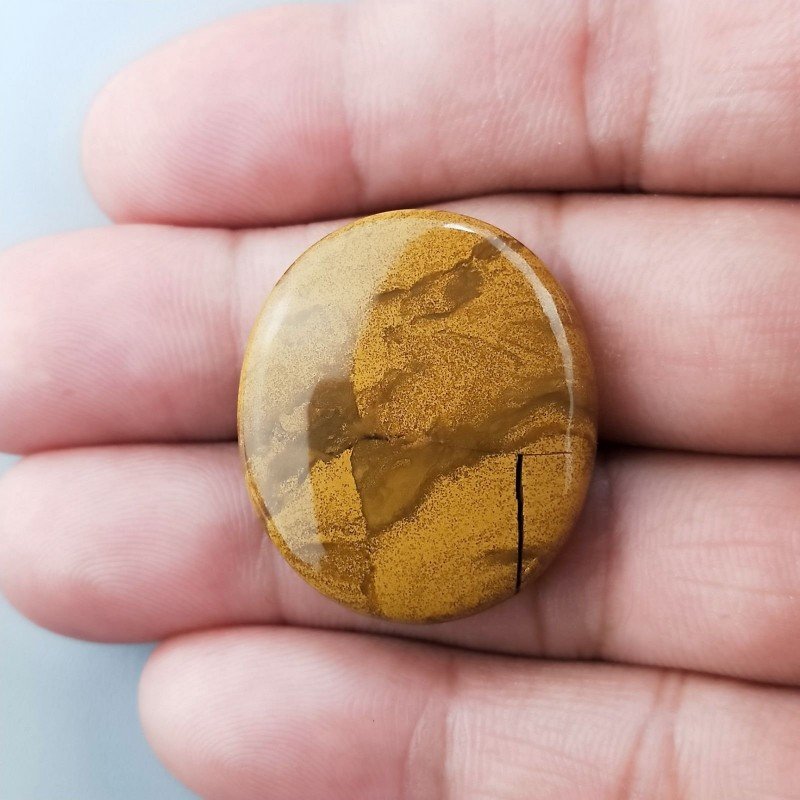 Diaspro Giallo Naturale Forma Ovale Piatto Cabochon Liscio Fatto a Mano 25X29X6mm 8,10gm 1pz
