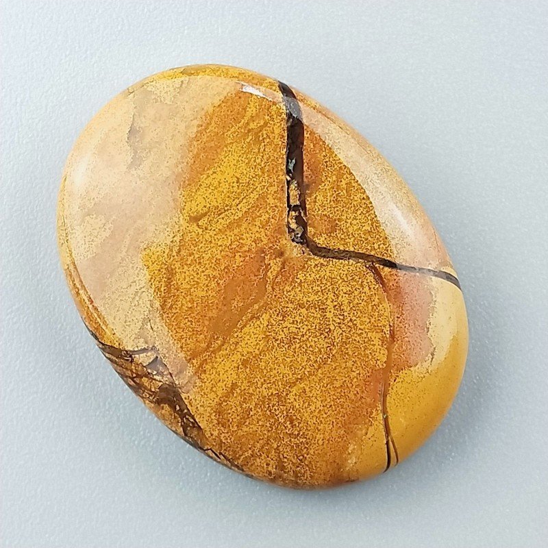Diaspro Giallo Naturale Forma Ovale Piatto Cabochon Liscio Fatto a Mano 30X22X6mm 7,70gm 1pz