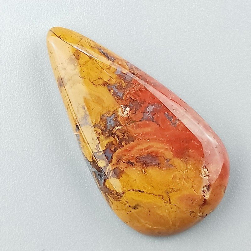 Diaspro Giallo Naturale Forma Goccia Piatto Cabochon Liscio Fatto a Mano 35X18X5mm 5,40gm 1pz
