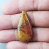 Diaspro Giallo Naturale Forma Goccia Piatto Cabochon Liscio Fatto a Mano 35X18X5mm 5,40gm 1pz