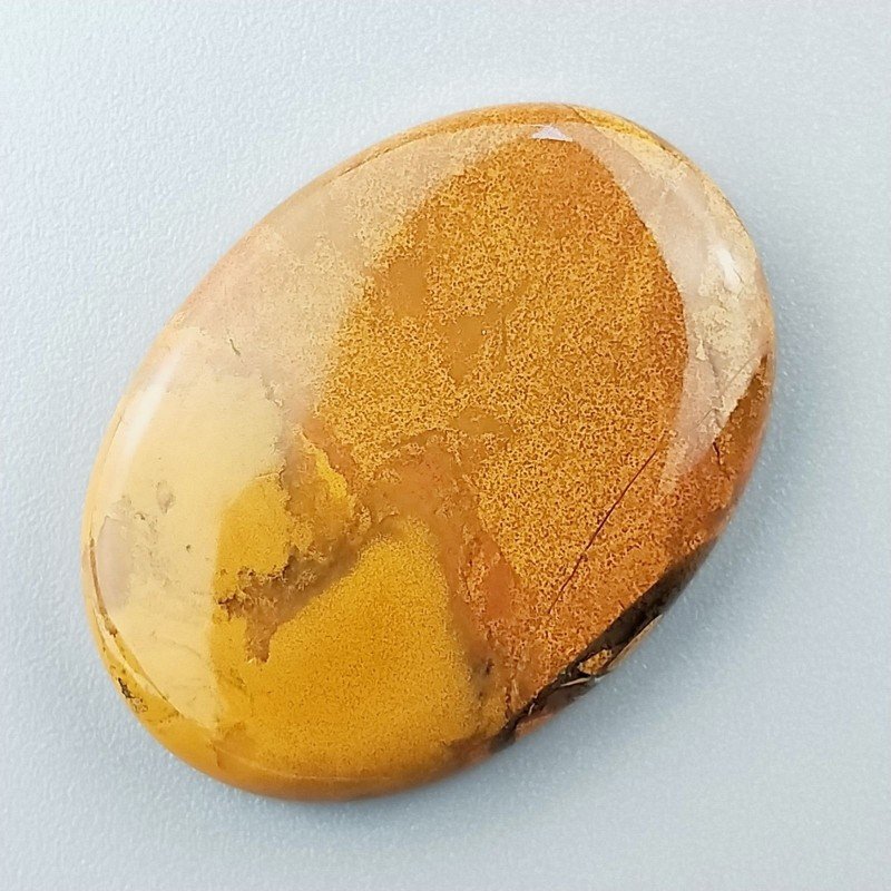Cabochon di Diaspro Giallo Naturale Ovale, Piatto e Liscio, 32x23 mm, 7,15 g, Fatto a Mano