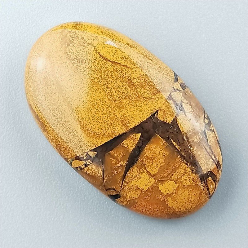 Diaspro Giallo Naturale Forma Ovale Piatto Cabochon Liscio Fatto a Mano 30X18mm 6,65gm 1pz