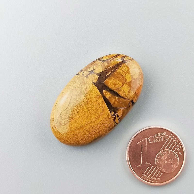 Cabochon di Diaspro Giallo Naturale Ovale, Piatto e Liscio, 30x18 mm, 6,65 g, Fatto a Mano