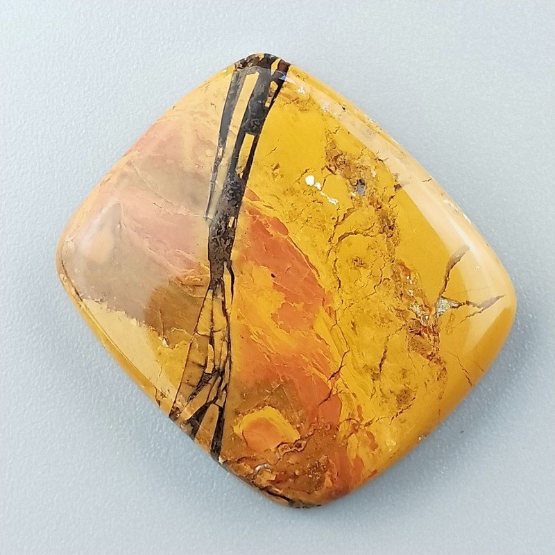 Diaspro Giallo Forma Rettangolare Piatto Cabochon Liscio Fatto a Mano 29X25mm 8,42gm 1pz