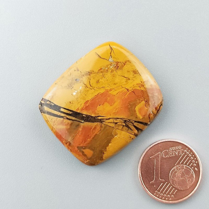 Cabochon di Diaspro Giallo Rettangolare, Piatto e Liscio, 29x25 mm, 8,42 g, Fatto a Mano